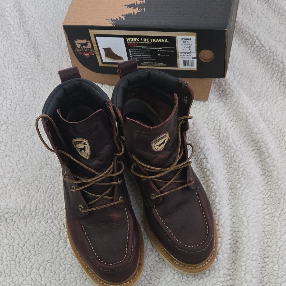 Irish Setter Men's Dark Brown Leather Ashby Soft Toe Boots. Size 9.5 W - Picture 2 of 10